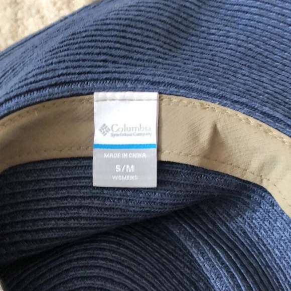 Columbia Global Adventure packable Wide Brim Chin Strap  Straw Hat navy blue - Picture 5 of 7